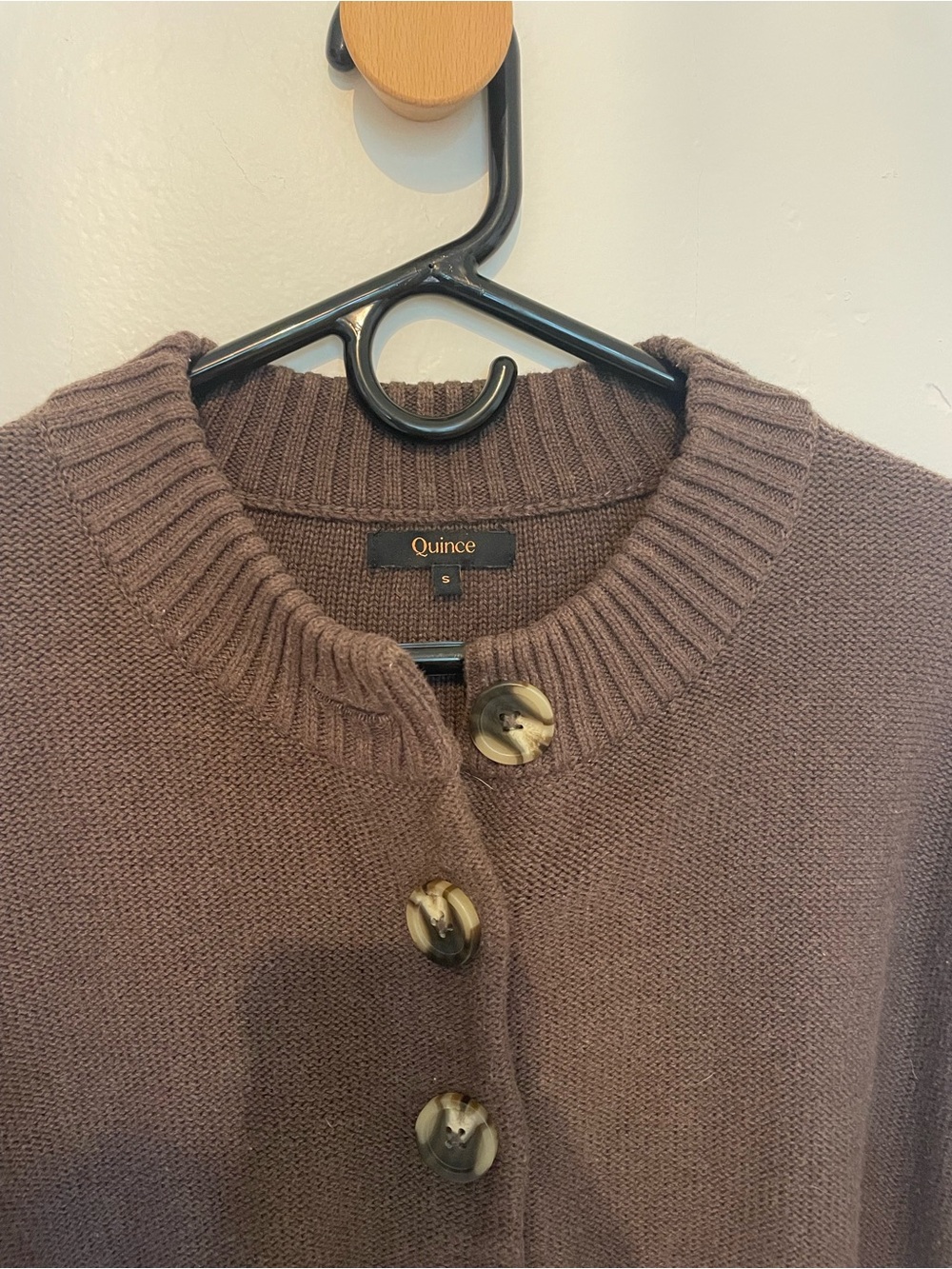Quince Brown Cropped Button-Up Women's Sweater - Picture 3 of 4